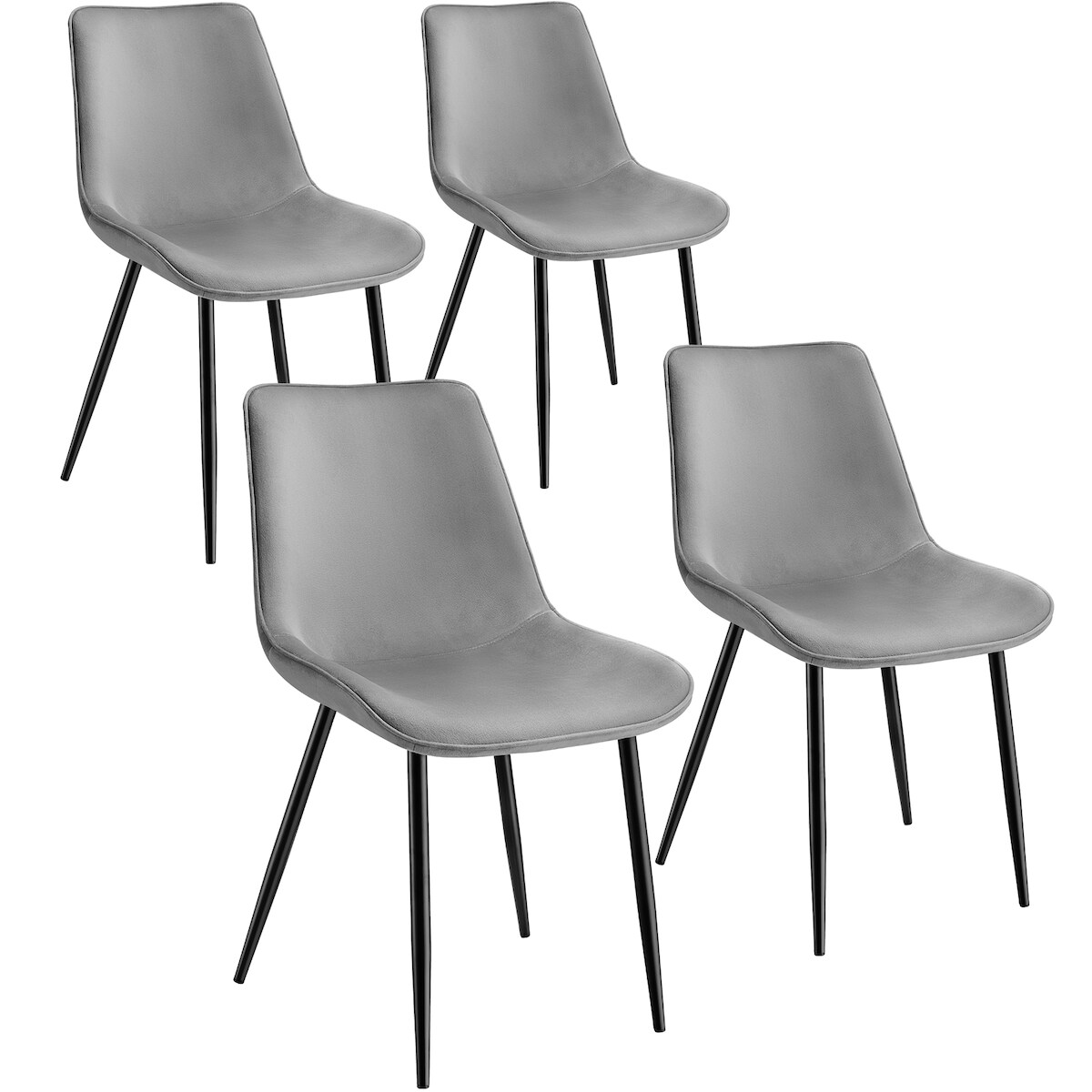 tectake Set Stuhl Monroe Samtoptik - 4er Set grau