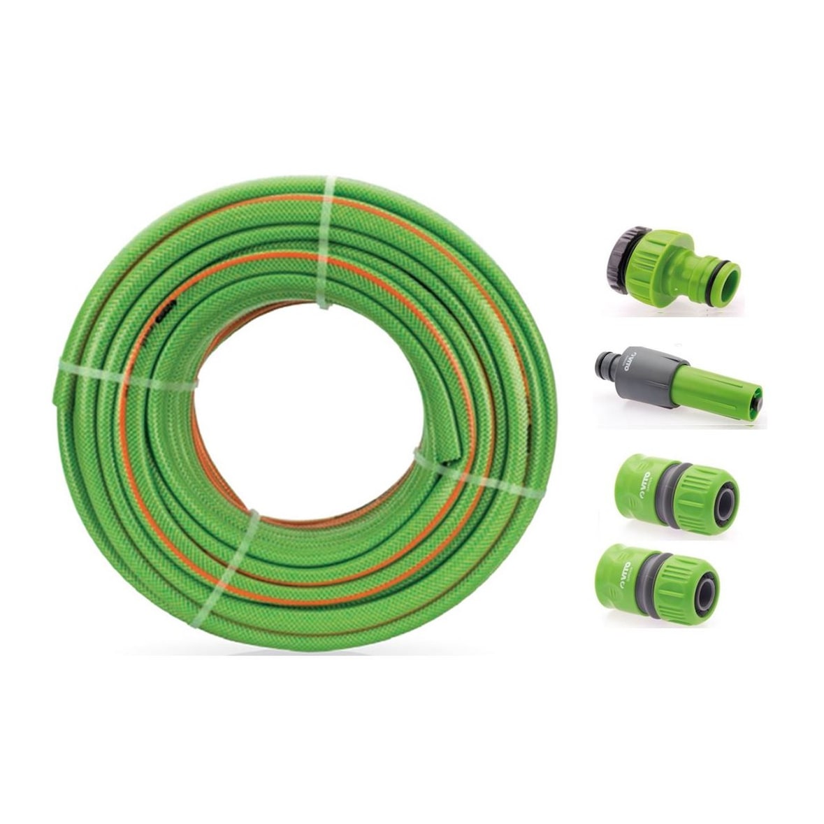 Gevlochten tuinslang 50 meter diam 25mm 1" + 4 Accessoires Diam 25mm Compleet VITO