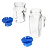 thumbnail of 2x KARO & KORA Kühlschrankkrug mit Deckel blau 1L & 0,5L Glas-Karaffe Kanne Saft