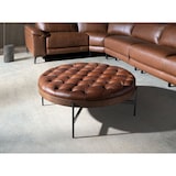 thumbnail of Angel Cerdá Runder Couchtisch aus dunkelbraunem Leder, Nussbaum und dunklem Stahl 2147C Ø100 x 40