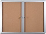thumbnail of Quadro de avisos de cortiça com portas giratórias fechadas, quadro de mensagens para montagem na parede interior, 10 A4, estrutura de alumínio