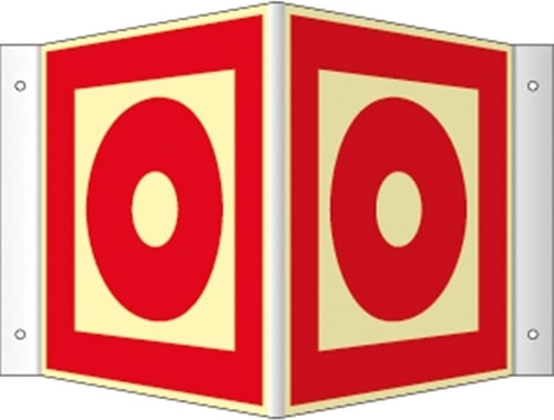 Winkelschild Brandmelder manuell, Kunststoff, nachleucht., 160-mcd, 200x200 mm