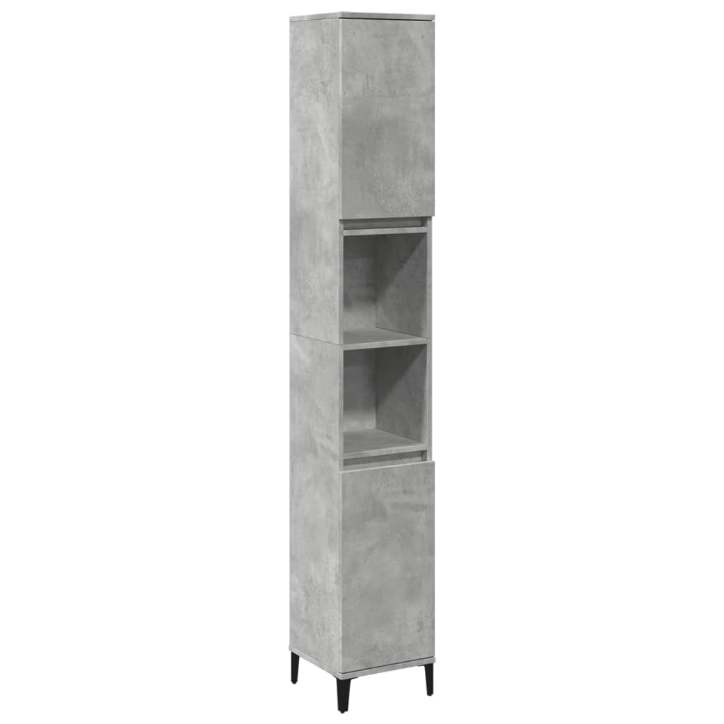 vidaXL Badschrank Betongrau 30x30x190 cm Holzwerkstoff