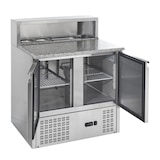 thumbnail of GastroHero Pizzatisch ECO 900 mit Granitplatte Kühltisch 2 Türen 900x700 mm Pizza Vorbereitungstisch für 5x GN 1/6 Behälter Umluftkühlung +2 bis +8 °C