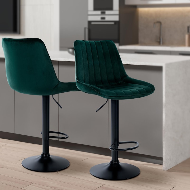 BTEXPERT Set di 2 sgabelli imbottiti da bar con schienale alto, in velluto, 63,5 cm