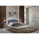 thumbnail of Cama con almacenaje 160x200 estructura fresno blanco cabecero microfibra azul Grace