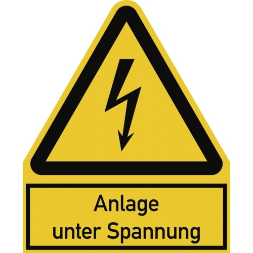 Anlage unter Spannung ISO 7010, Kombischild, Kunststoff, 200x244 mm
