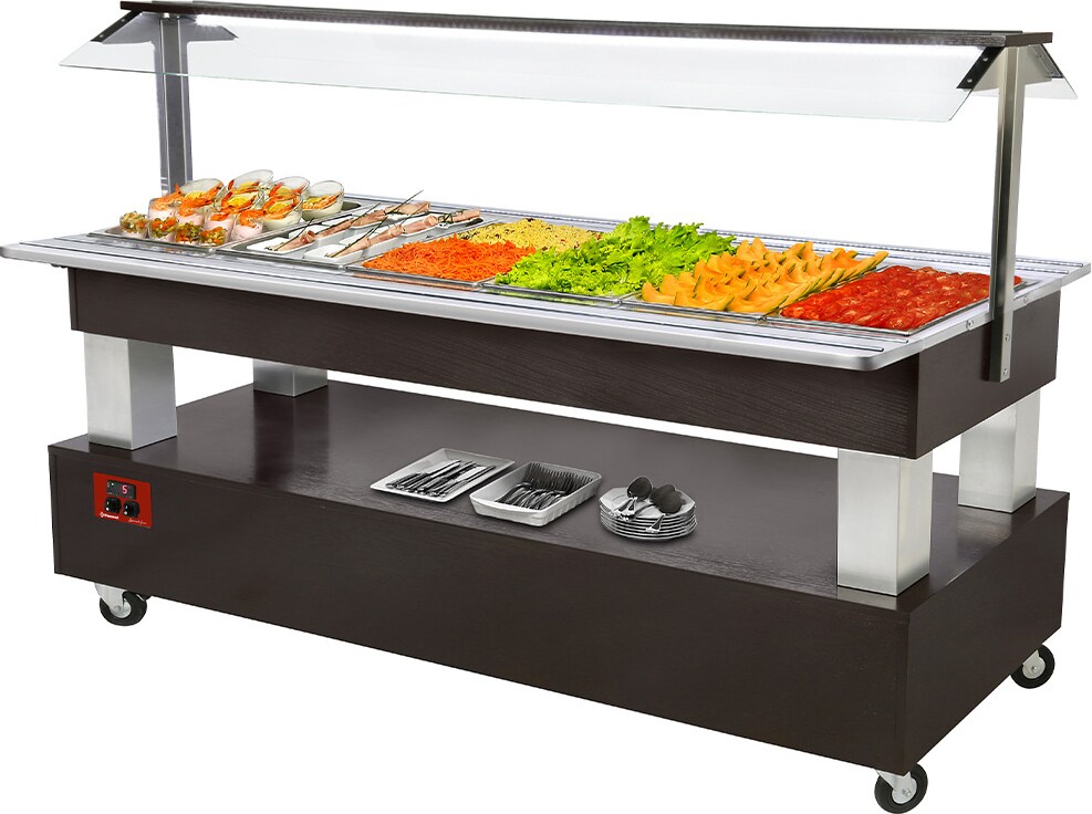 Buffet-gekühlte Salatbar 6x1/1-150, (Wenge Holz) (BSB/6N-B1-R2)