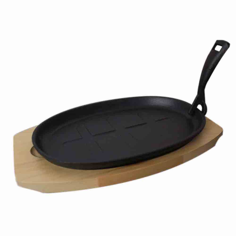 CHEFGASTRO BBQ Pfanne Gusseisen | inkl. Tablett & Griff | 27,3x18,7cm