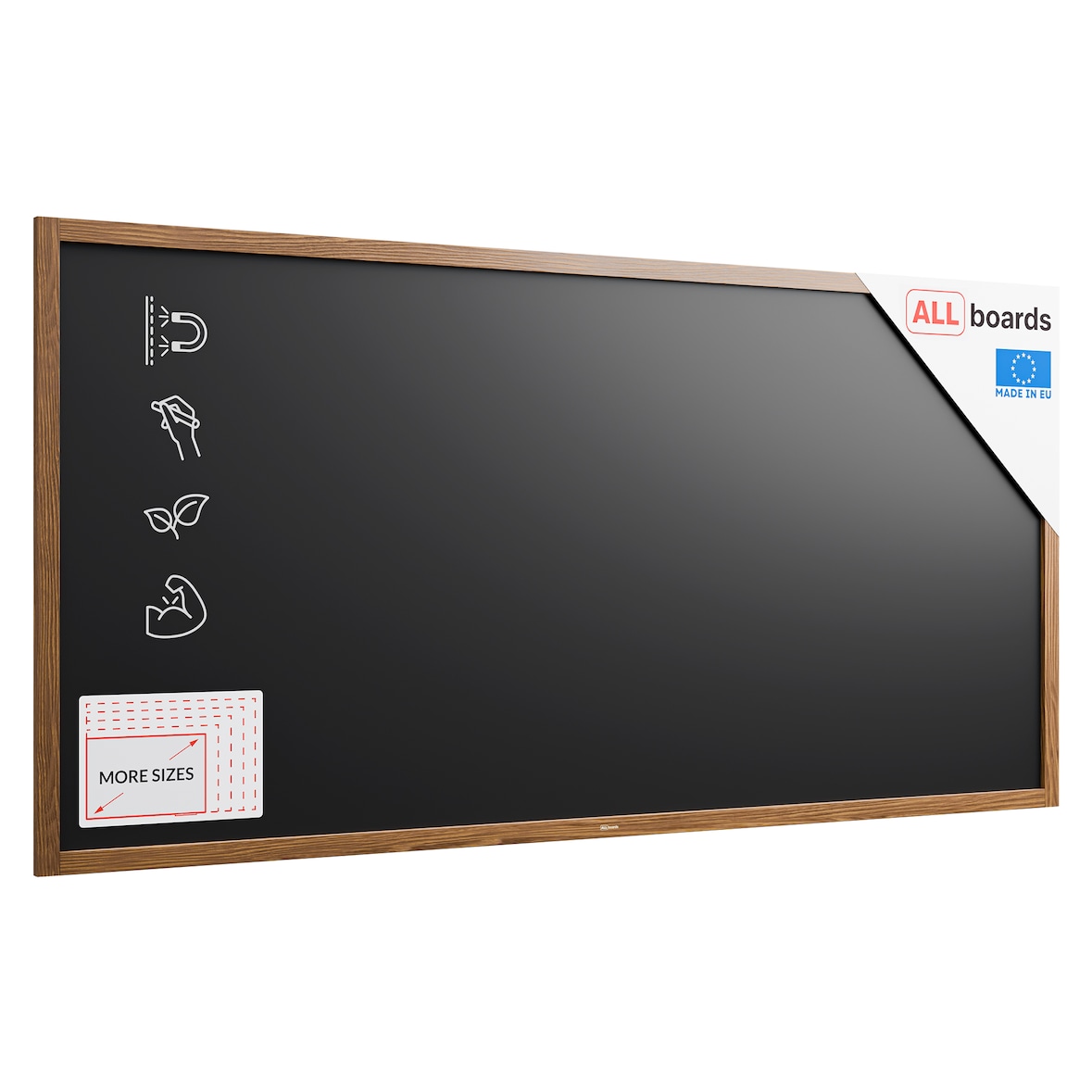 ALLboards Lavagna magnetica da gesso nera 200x100 cm con cornice in legno