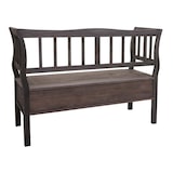 thumbnail of Banco T207, banco baú banco de madeira banco baú de arrumação, compartimento de arrumação almofada madeira 119cm ~ cinzento-castanho, shabby