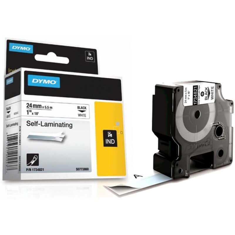 DYMO RHINO Vinyl-Schriftband schwarz/weiß, 24 mm x 5,5 m