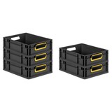 thumbnail of PROREGAL SparSet 10x Eurobox NextGen Color, HxBxT 12x30x40cm, 11 Liter, Griffe gelb offen, Schwarz, Eurobehälter, Transportbehälter