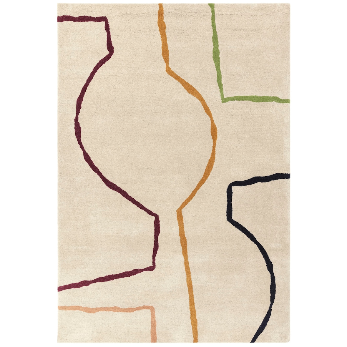 Schurwollteppich Handarbeit Modern | 120x170cm, 12mm Florhöhe | Beige Multicolor | Pflegeleicht | Wohnbereich | ELAN-Omont Kollektion | Kadima Design