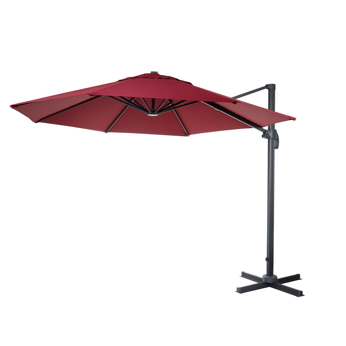 Zweefparasol HWC-A96, parasol, rond Ø 4m polyester/aluminium 27kg ~ bordeaux zonder voet
