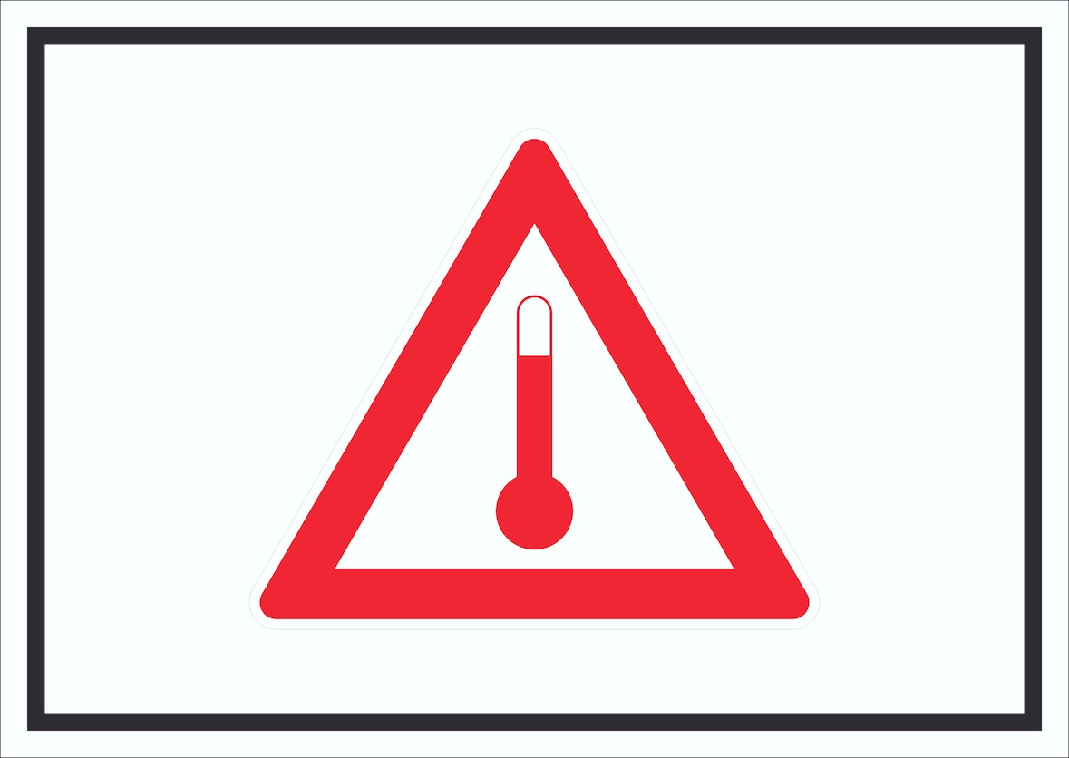 Schild Gefahrgutklasse Hot Symbol Heiß A1 Rückseite selbstklebend