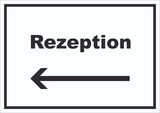 thumbnail of Rezeption Schild mit Text und Richtungspfeil links Anmeldung Eingang waagerecht A4 (210x297mm)