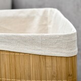 thumbnail of Wäschekorb Ecke Bambus 38x38x57 cm Naturholz mit Deckel 55 L herausnehmbarem Innenbeutel platzsparend luftig und elegant für Bad und Waschküche