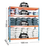 thumbnail of Estante metálica de meia carga Ecoforte Chipboard 4 prateleiras. Cor azul/laranja/madeira 2000x1800x600 mm