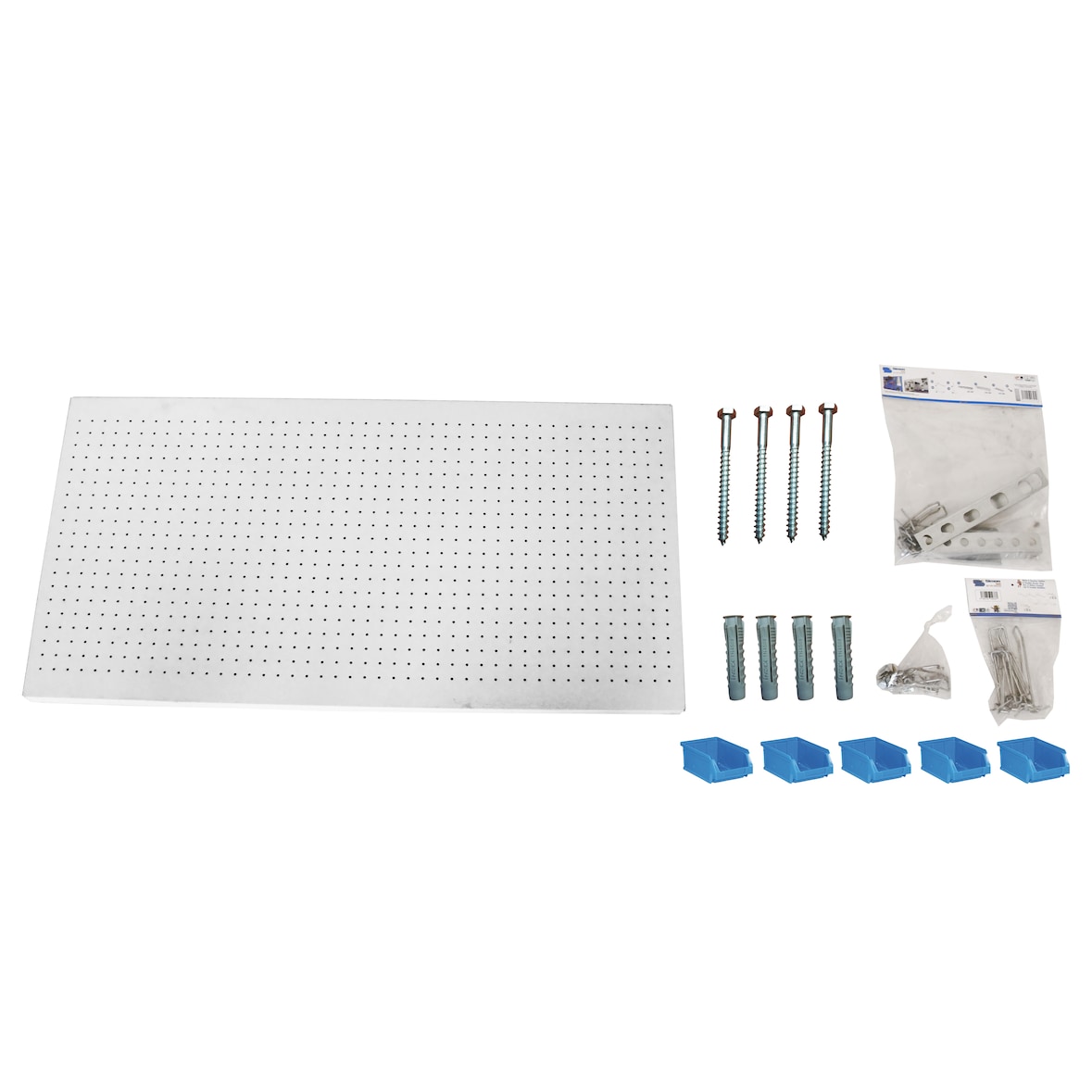 Metalen gereedschapspaneel Panelclick 1200x600 wit + 22 haken + 8 accessoires