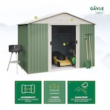 thumbnail of Gartenhaus Metall 4,72 m2 Gävle - 261x181x198 cm - Grün und Weiß - Doppelschiebetür - Geräteschuppen
