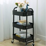thumbnail of WellHome - Carrello da cucina nero con 3 cestelli e ruote 79,5 cm