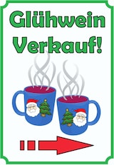 thumbnail of Glühwein Verkaufsschild Schild Hochkant mit Pfeil rechts A3 (297x420mm)
