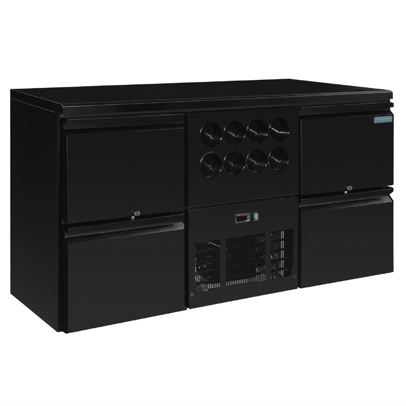U-serie werkbank koeling | 380L | 4 lades + flessennest voor 8 flessen | 230V | 1668x570x860(h)mm