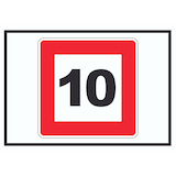 thumbnail of Höchstgeschwindigkeit 10 km/h nicht zu überschreiten Schild mit Symbol A2 Rückseite selbstklebend
