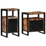 thumbnail of vidaXL Badezimmermöbel Set mit Tür 2 pcs Braun recyceltes Massivholz