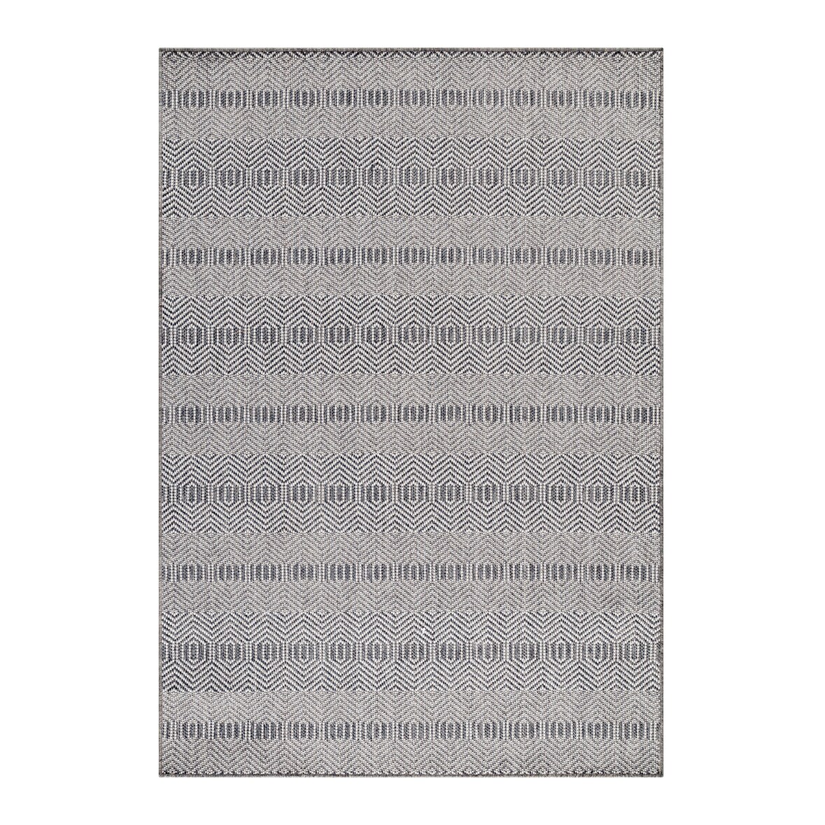 Teppich Balkon Boho Pflegeleicht Waschbar Strapazierfähig Terrasse Küche Läufer Grau 80x250 cm OEKO-TEX Gekettelt – ORLA von Kadima Design