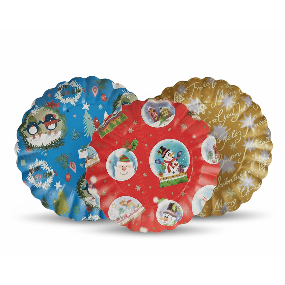 VEPATIM 10 Gebäckschalen Plätzchenschalen für Weihnachtsgebäck Pappe Ø 23 cm verschiedene Motive