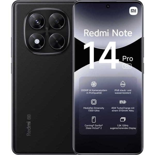 Xiaomi Redmi Note 14 Pro 5G Dual 8GB RAM 256GB Graphit Dual Schwarz EU