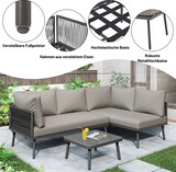 thumbnail of Merax Garten-Lounge-Set aus Eisen, Gartenmöbel-Set aus grauem Seil, L-förmiges Gartenmöbel-Set, Lounge-Set aus grauem Seil mit Sitzkissen