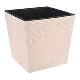 thumbnail of 1 Blumentopf mit Einsatz 24x23,5cm Kunststoff Pflanzgefäß Pflanzeinsatz Henkel Blumenübertopf eckig Aussenbereich Innenbereich Pflanzentopf Hellbeige