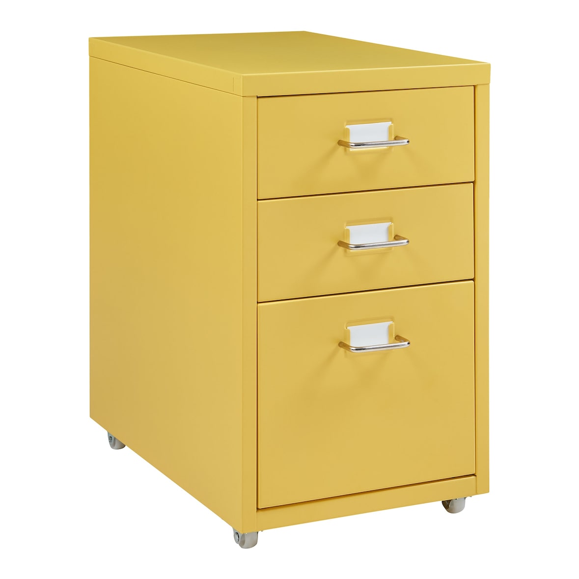Helloshop26 - Caisson de bureau armoire meuble de rangement à roulettes acier 48 x 28 x 41 cm jaune 03_0009119