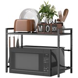 thumbnail of Mikrowellenregal ausziehbar Schwarz 64x32x48 cm mit 3 Haken Metall Küchenregal für Arbeitsplatte, stabiler Organizer mit 40 cm Freiraum