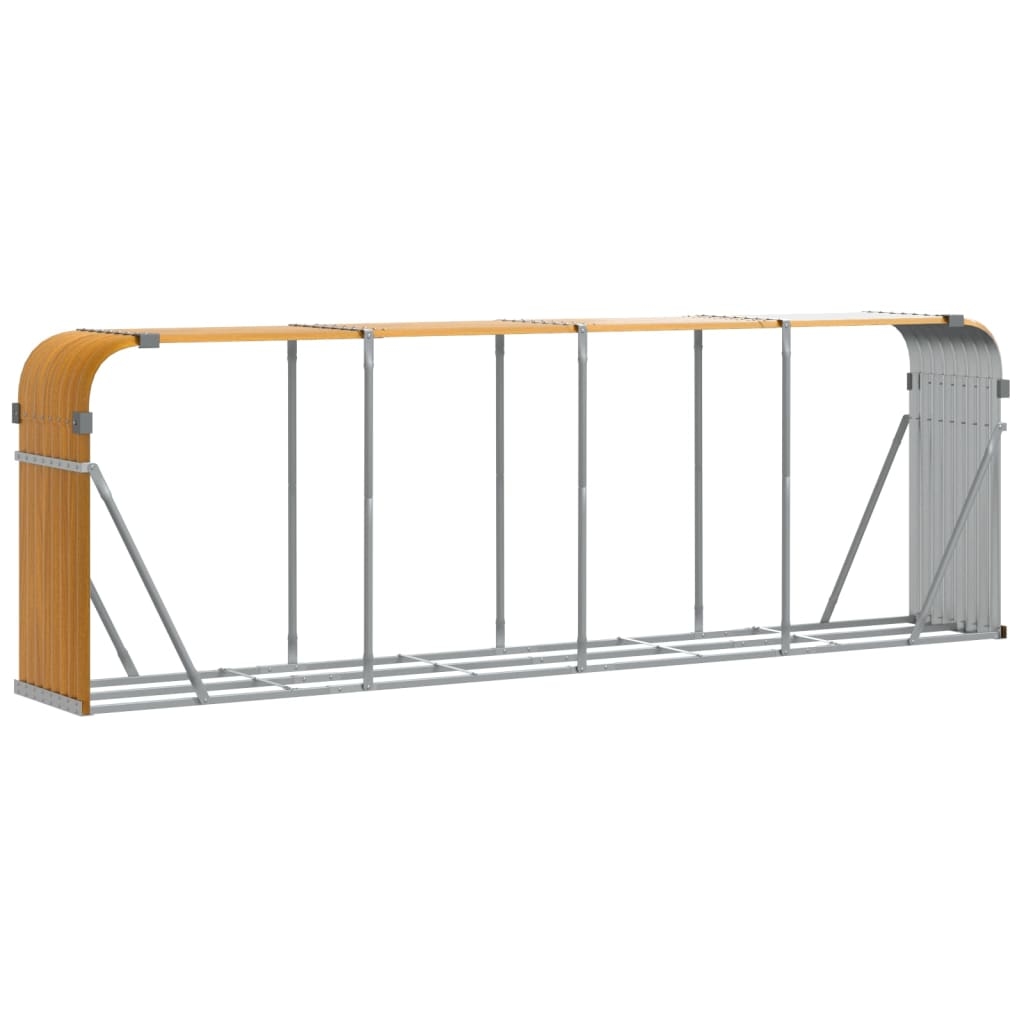 Helloshop26 - Hellfarbener Holzständer 300 x 45 x 100 cm braun verzinkter Stahl 02_0043816