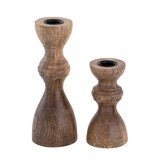 thumbnail of Kerzenständer 2er Set Stabkerzen Kerzenhalter H20/13x6cm rund Kerzenleuchter Mangoholz