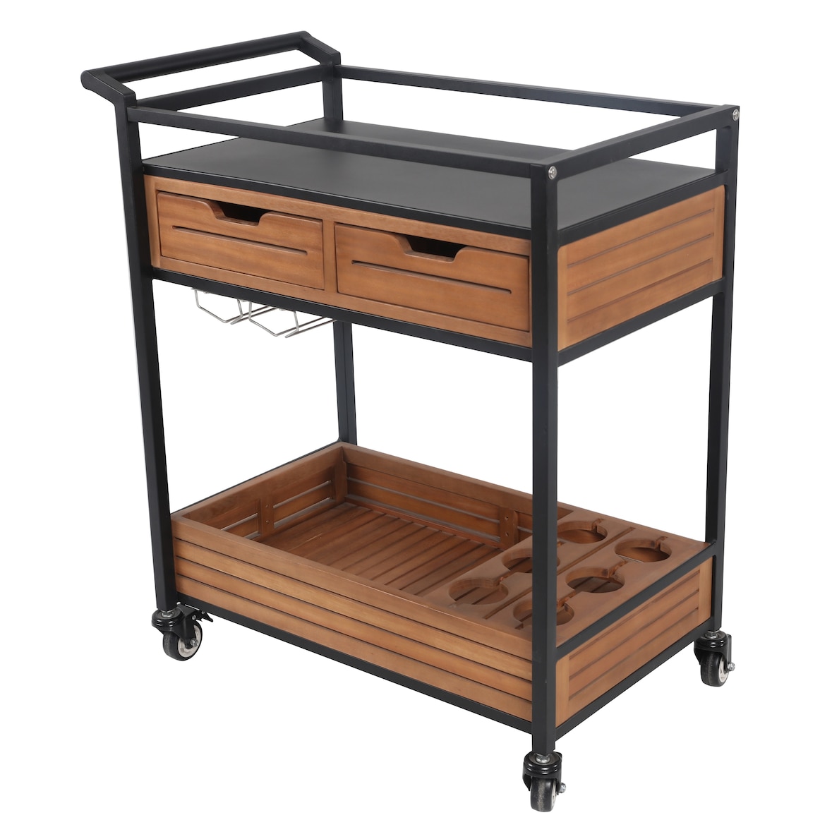 METRO PROFESSIONAL Outdoor Servierwagen Lynx, Alu/Eukalyptus, schwarz