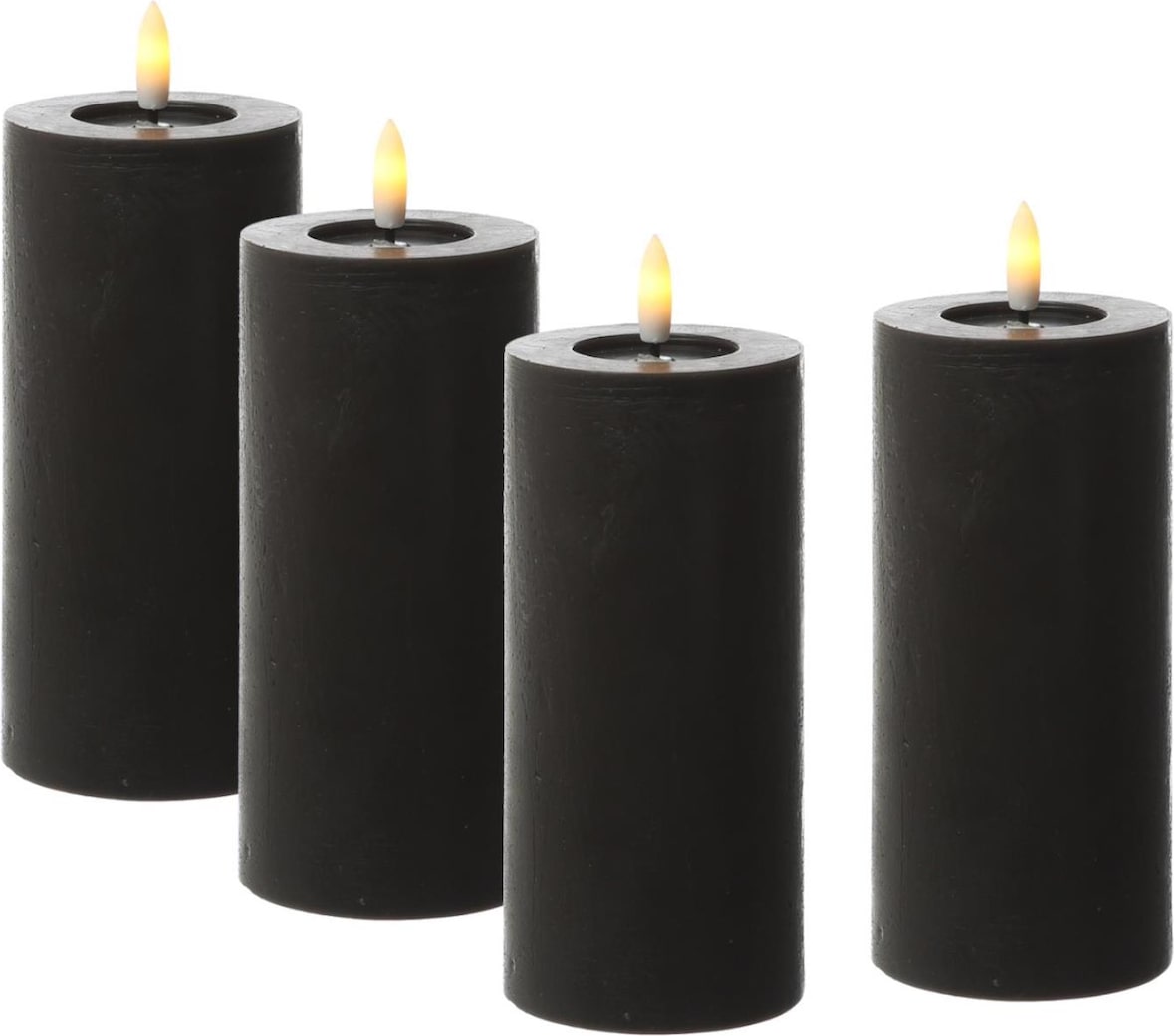 LED Kerzen LINA Rustik Optik für Adventskranz 7x15cm Timer schwarz 4er Set