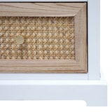 thumbnail of Kommode HWC-K87, Schubladenschrank Schrank, Holz Rattan 63x40x28cm ~ weiß, naturfarben