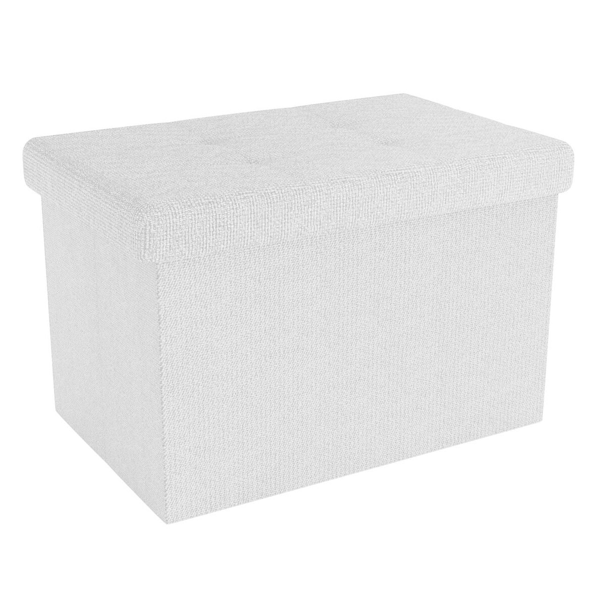 Intirilife Faltbare Sitzbank 49x30x30 cm in SCHNEE WEIß - Sitzwürfel Fußhocker Sitzhocker mit Stauraum und Deckel aus Stoff mit Mulden