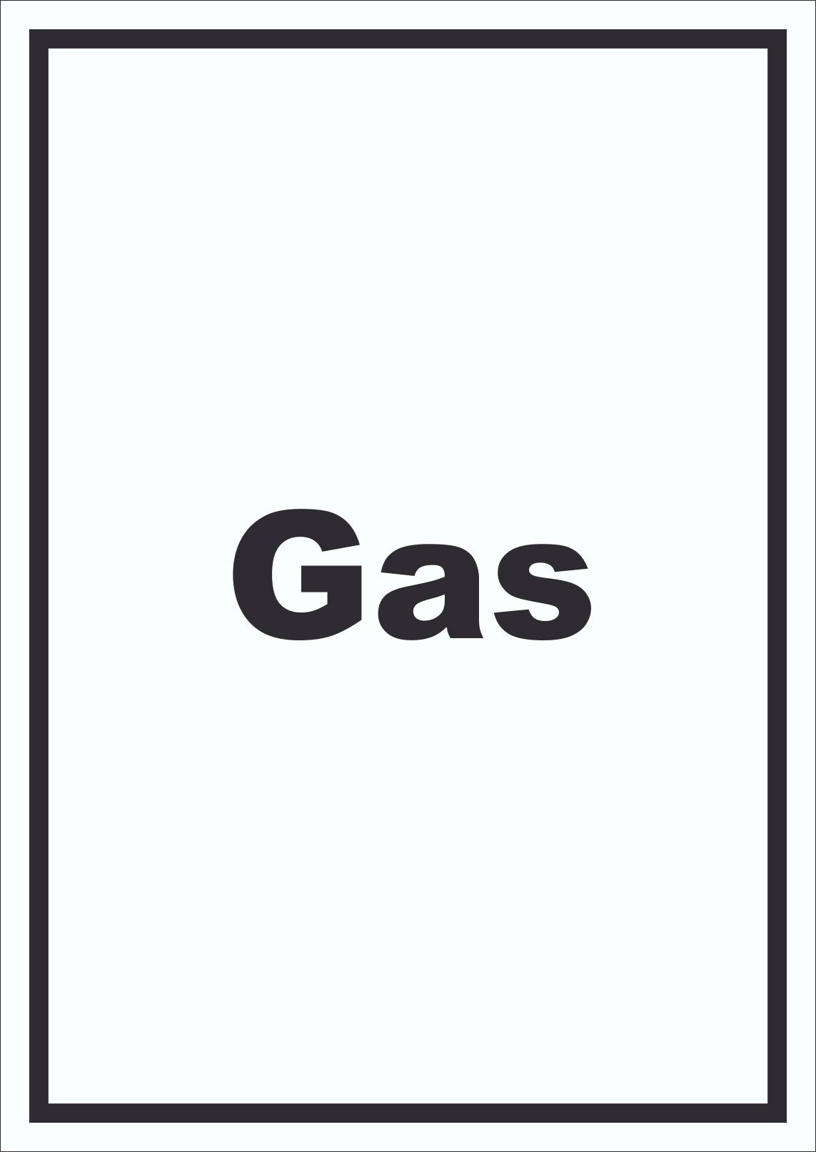 Gas Schild mit Text Anschluss hochkant A3 Rückseite selbstklebend
