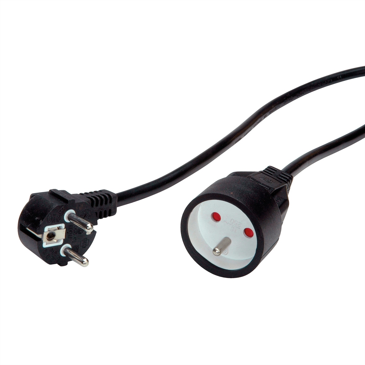 VALUE Schutzkontakt-Verlängerungskabel, 230VAC, UTE Version, schwarz, 3 m