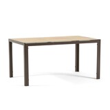 thumbnail of Ensemble salle a manger aluminium taupe avec 4 chaises en polypropylène taupe empilables et plateau effet bois – MILO+DAFNE Taupe/Taupe/Bois