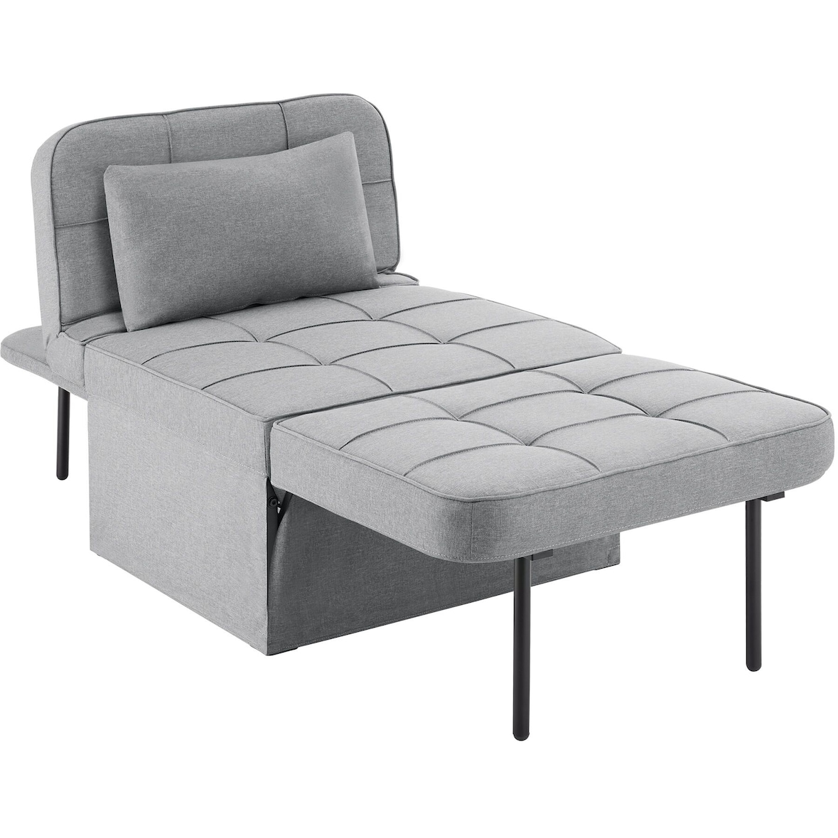 tectake Puf cama PONTO 4 en 1, ajustable en 6 posiciones  Gris Claro