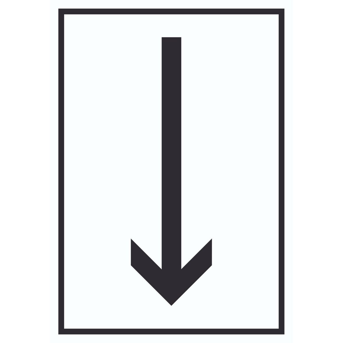 Richtungspfeil runter Schild hochkant schwarz weiss Pfeil A2 (420x594mm)