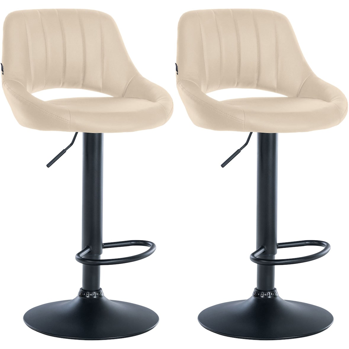 Set van 2 barkrukken Milet kunstleer creme/Metaal mat zwart