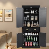 thumbnail of COSTWAY Armario de cocina de madera, aparador con estantes ajustables, 4 puertas y cajones, 76 x 40 x 183 cm (negro)